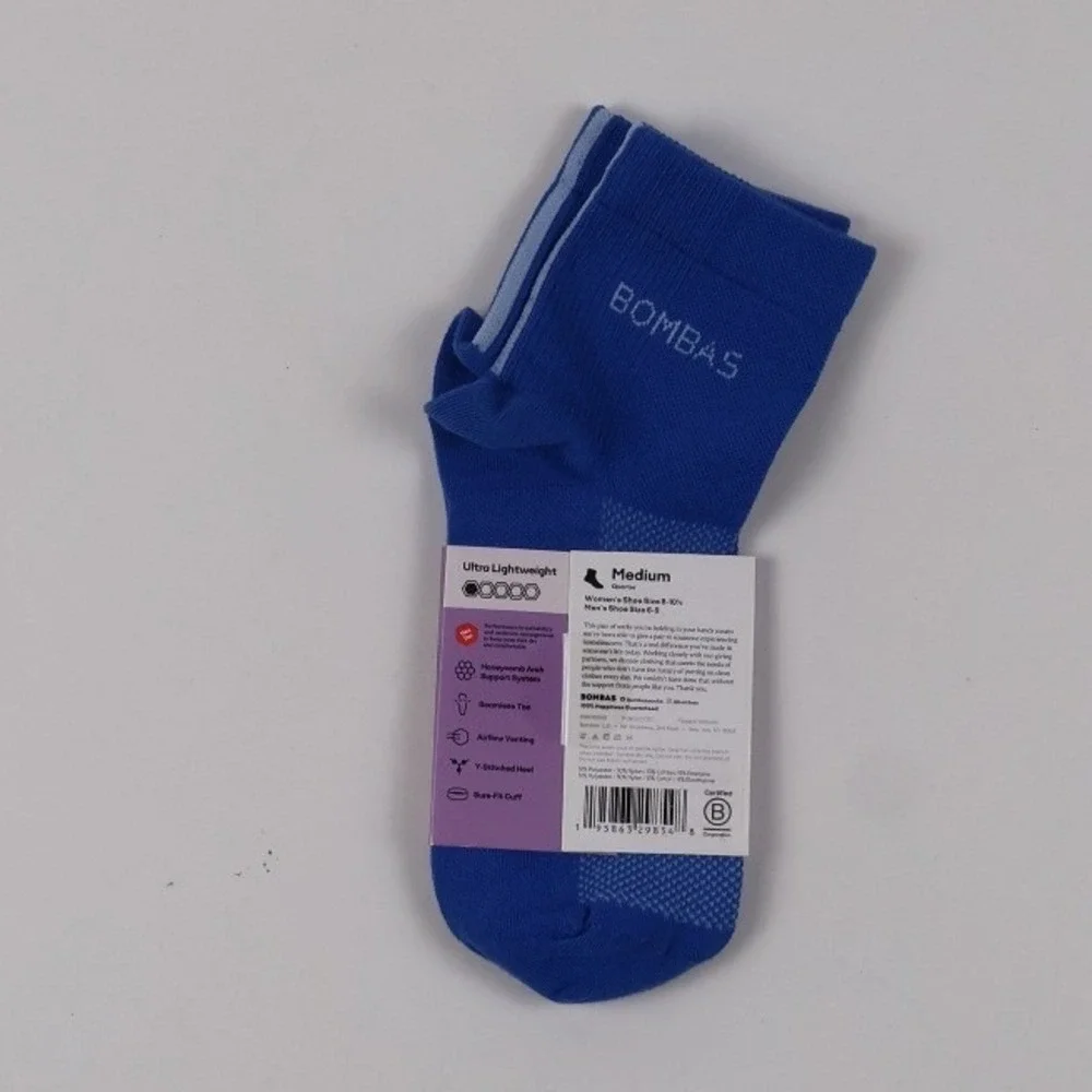 Bombas Performance Socks Hex Tec Ultra Lightweight Blue Medium NWT